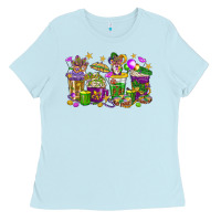 Baby Blue Mardi Gras coffee cups Ladies Tee - HowdyJamesFarm