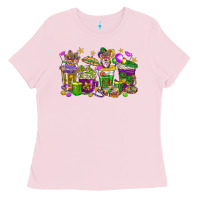 Bubblegum Pink Mardi Gras coffee cups Ladies Tee - HowdyJamesFarm