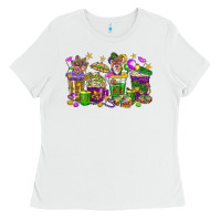 White Mardi Gras coffee cups Ladies Tee - HowdyJamesFarm