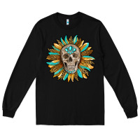 Black sunflower with skull Long Sleeve Tee - RanaPortraitStore