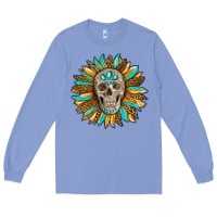 Colony Blue sunflower with skull Long Sleeve Tee - RanaPortraitStore