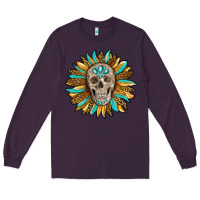 Plum sunflower with skull Long Sleeve Tee - RanaPortraitStore