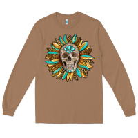 Toasted Coconut sunflower with skull Long Sleeve Tee - RanaPortraitStore