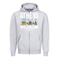 Heather Grey Athens Greece City Trip Skyline Map Travel Zipper Hoodie - maiPhamDesign