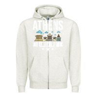 Oatmeal Heather Athens Greece City Trip Skyline Map Travel Zipper Hoodie - maiPhamDesign
