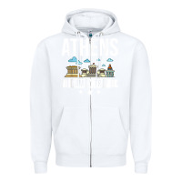 White Athens Greece City Trip Skyline Map Travel Zipper Hoodie - maiPhamDesign