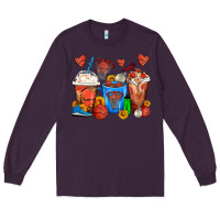 Plum Basketball Coffee Cups Long Sleeve Tee - FaDigitalArtStudio