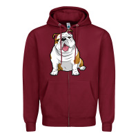 Burgundy ENGLISH BULLDOGS Awesome Funny Bulldog Pups Dogs Zipper Hoodie - maiPhamDesign