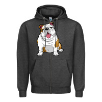 Charcoal Heather ENGLISH BULLDOGS Awesome Funny Bulldog Pups Dogs Zipper Hoodie - maiPhamDesign