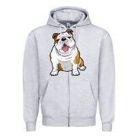 Heather Grey ENGLISH BULLDOGS Awesome Funny Bulldog Pups Dogs Zipper Hoodie - maiPhamDesign