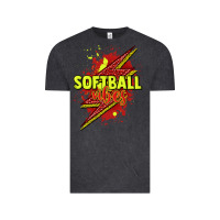 Vintage Black Softball vibes lightning bolt Vintage Tee - HowdyJamesFarm