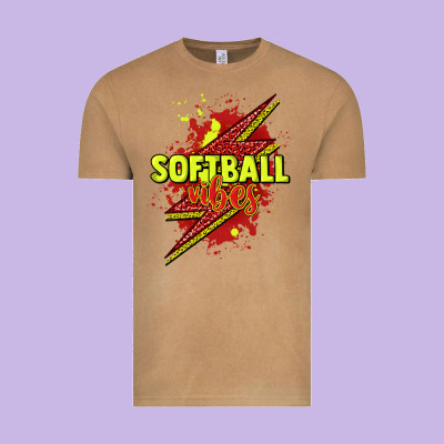Softball Vibes Lightning Bolt Vintage Tee Designed By Howdyjamesfarm