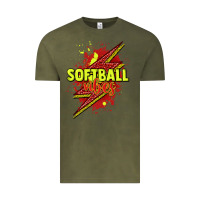 Vintage Olive Softball vibes lightning bolt Vintage Tee - HowdyJamesFarm