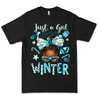 Black just a girl who loves winter afro messy bun Premium Tee - texasbilliewilder