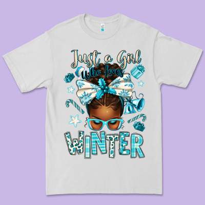 Just A Girl Who Loves Winter Afro Messy Bun Premium Tee Designed By Texasbilliewilder