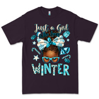 Plum just a girl who loves winter afro messy bun Premium Tee - texasbilliewilder