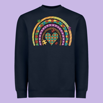 Autism Awareness Heart Leopard Rainbow Heavyweight Sweatshirt Designed By Artiststas