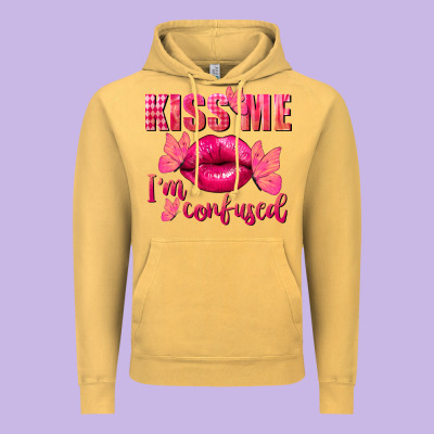 Kiss Me I'm So Confused Valentine's Day Vintage Hoodie Designed By Fadigitalartstudio