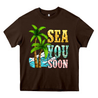 Chocolate Brown Sea you soon Heavy Core Tee - NancyCooperArtShop