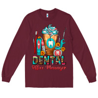 Burgundy Dental Office Manager cold drink frappe Long Sleeve Tee - FaDigitalArtStudio