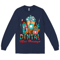 Navy Dental Office Manager cold drink frappe Long Sleeve Tee - FaDigitalArtStudio
