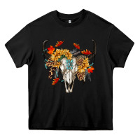 Black Fall Bull Skull Heavy Core Tee - RanaPortraitStore