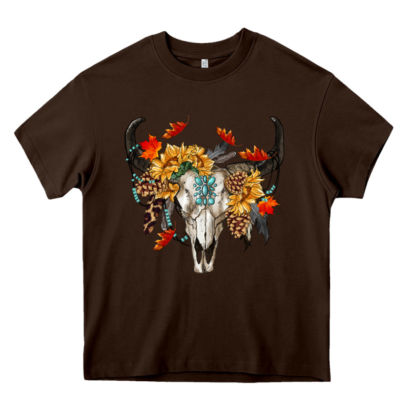 Fall Bull Skull Heavy Core Tee by RanaPortraitStore | Teevron