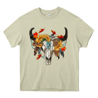 Mossy Fall Bull Skull Heavy Core Tee - RanaPortraitStore