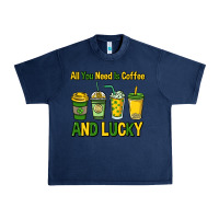 Navy All you need is coffee and lucky St. Patrick's Urban Heavy Tee - HowdyJamesFarm