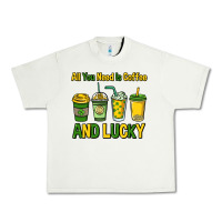 Pistachio All you need is coffee and lucky St. Patrick's Urban Heavy Tee - HowdyJamesFarm