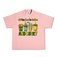 Salmon All you need is coffee and lucky St. Patrick's Urban Heavy Tee - HowdyJamesFarm