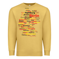 Antique Gold germany map silhouette towns cities flag berlin travel t shirt Premium Sweatshirt - maiPhamDesign