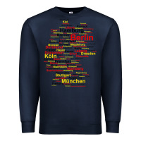 Navy germany map silhouette towns cities flag berlin travel t shirt Premium Sweatshirt - maiPhamDesign