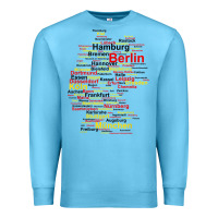 Ocean Blue germany map silhouette towns cities flag berlin travel t shirt Premium Sweatshirt - maiPhamDesign