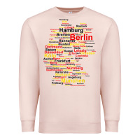 Pale Pink germany map silhouette towns cities flag berlin travel t shirt Premium Sweatshirt - maiPhamDesign