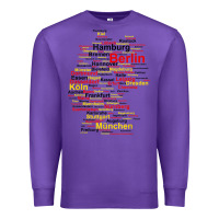 Purple germany map silhouette towns cities flag berlin travel t shirt Premium Sweatshirt - maiPhamDesign