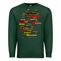 Sports Green germany map silhouette towns cities flag berlin travel t shirt Premium Sweatshirt - maiPhamDesign