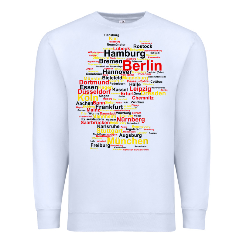 Germany Map Silhouette Towns Cities Flag Berlin Travel T Shirt Premium Sweatshirt by maiPhamDesign | Teevron