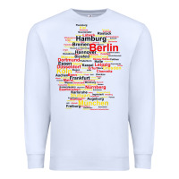 White germany map silhouette towns cities flag berlin travel t shirt Premium Sweatshirt - maiPhamDesign