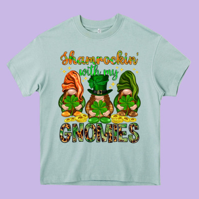 Shamrockin With My Gnomies Heavy Core Tee Designed By Nancycooperartshop
