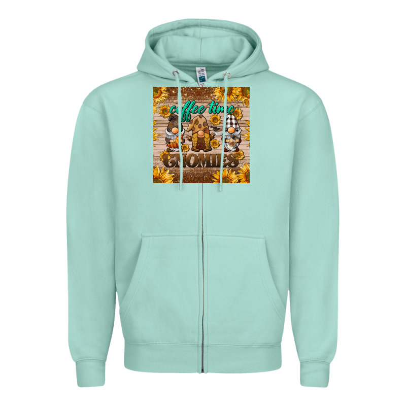 Coffee Time Gnomies Mug Coaster Zipper Hoodie by BarkalooDesign | Teevron