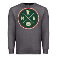 Charcoal Heather Classic Minnesota Hockey MN Outline Pullover Hoodie Premium Sweatshirt - maiPhamDesign