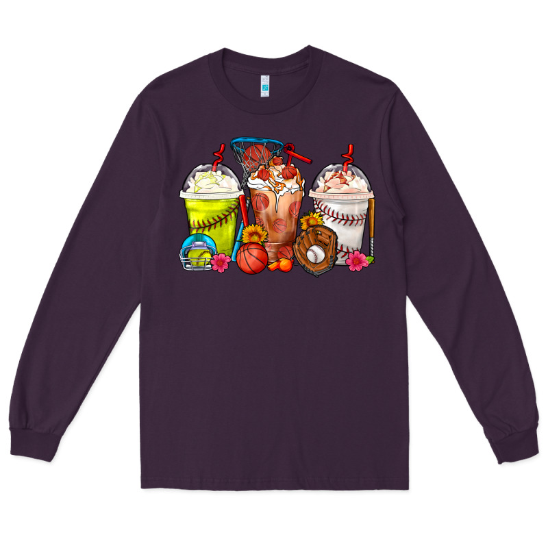 Softball Basketball Baseball Sports Coffee Cups Long Sleeve Tee by FaDigitalArtStudio | Teevron
