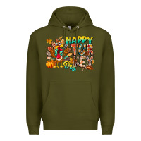 Army Green Happy Turkey Day Premium Hoodie - CowhideDigitalArt