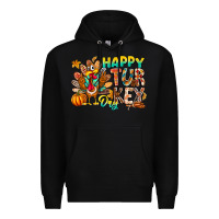 Black Happy Turkey Day Premium Hoodie - CowhideDigitalArt