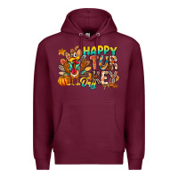 Burgundy Happy Turkey Day Premium Hoodie - CowhideDigitalArt