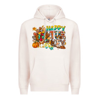 Pale Pink Happy Turkey Day Premium Hoodie - CowhideDigitalArt