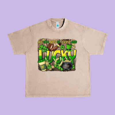 All You Need Is Coffee And Lucky St. Patrick's Urban Heavy Tee Designed By Howdyjamesfarm