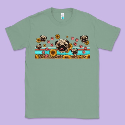 Western Pug Dogs Classic Tee Designed By Jasminsmagicworld