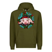 Army Green Baby Pig Christmas Premium Hoodie - RanaPortraitStore